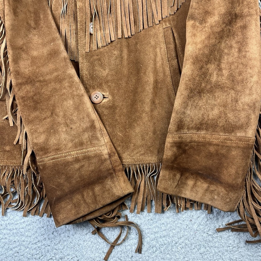 VTG Berman's Buckskin Suede Leather Fringe Jacket Western Boho Cowboy Mens 42 - Picture 3 of 13